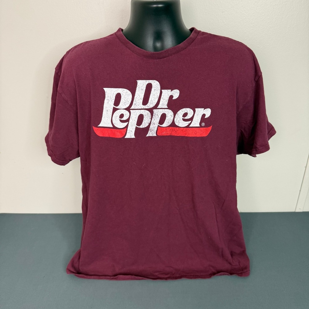 Dr. Pepper Men's Graphic Print Cotton Crew Neck Short Sleeve T-Shirt Red XL